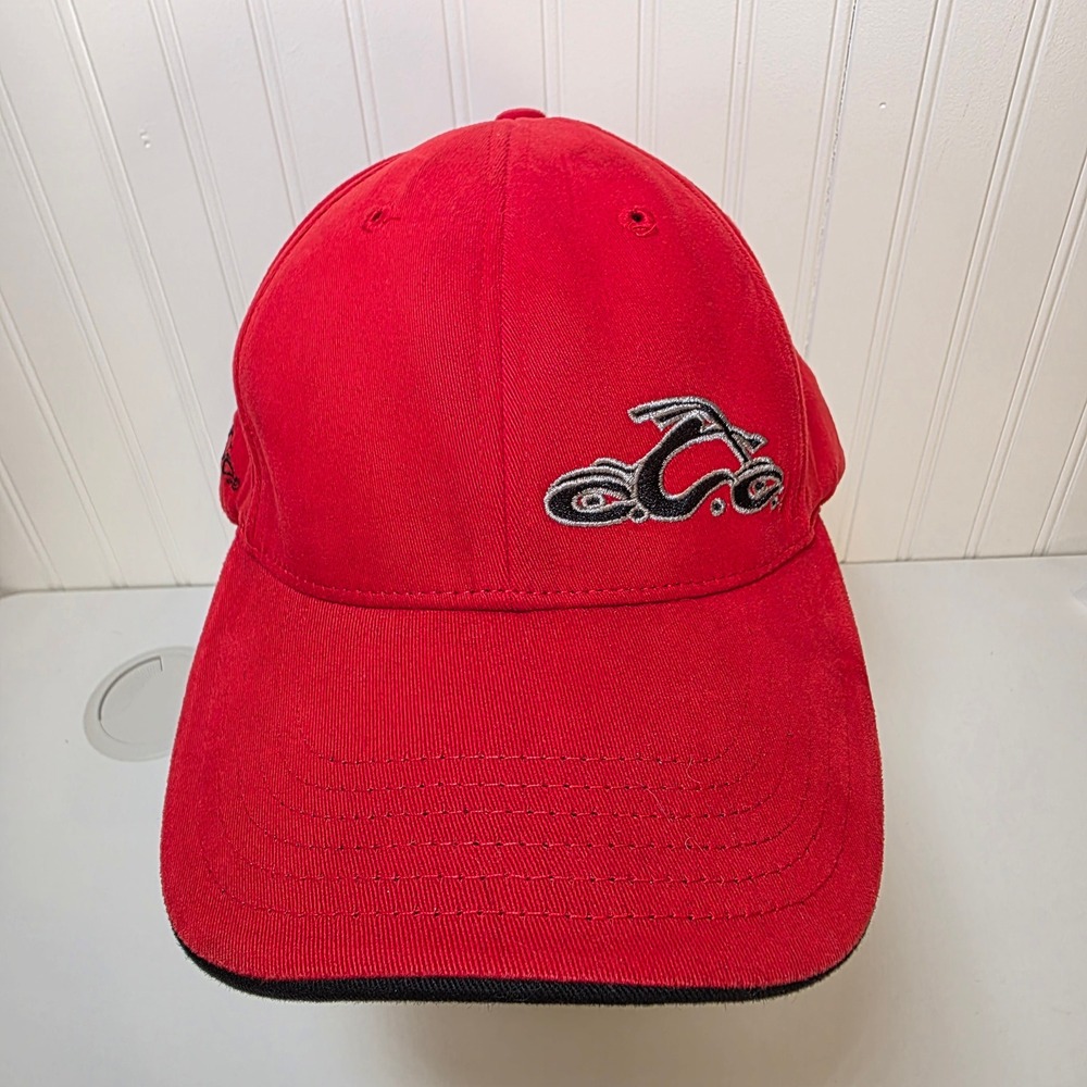 Vintage Orange County‎ Choppers Hat Red Fitted OCC Bio Dome Motorcycle Cap OSFM